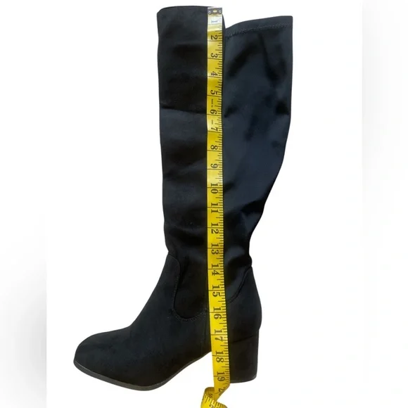 Black Knee high faux suede boots, size 7 - Picture 5 of 11